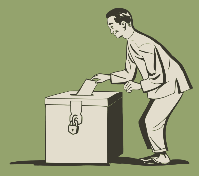 Cartoon of man voting