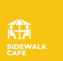 A sidewalk cafe icon. 