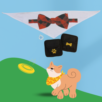 Dog bandana, pouches, and dog tag items