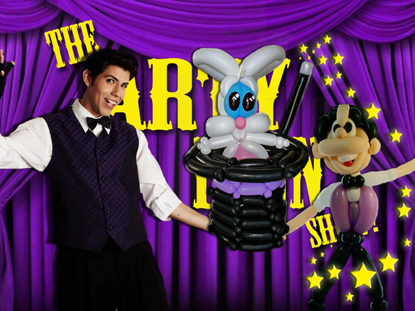 Arty Loon Show with balloons rabbit and male character