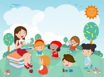 Clip art of storytime at the park