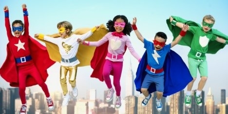 Kids in Superhero costumes