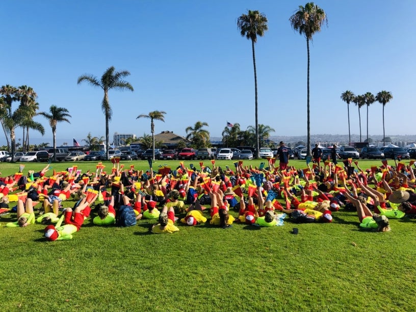 junior lifeguards warm up