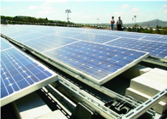 Solar panels in a roof