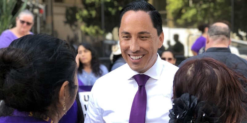 Mayor Todd Gloria speaking to event attendees