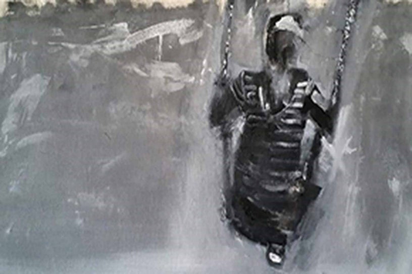 Person on swing painting by Larry Caveney