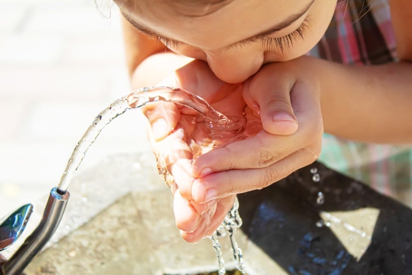 girl drinking water