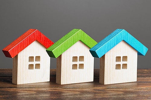 Multi-colored wooden houses