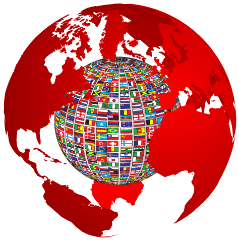 Globe with flags