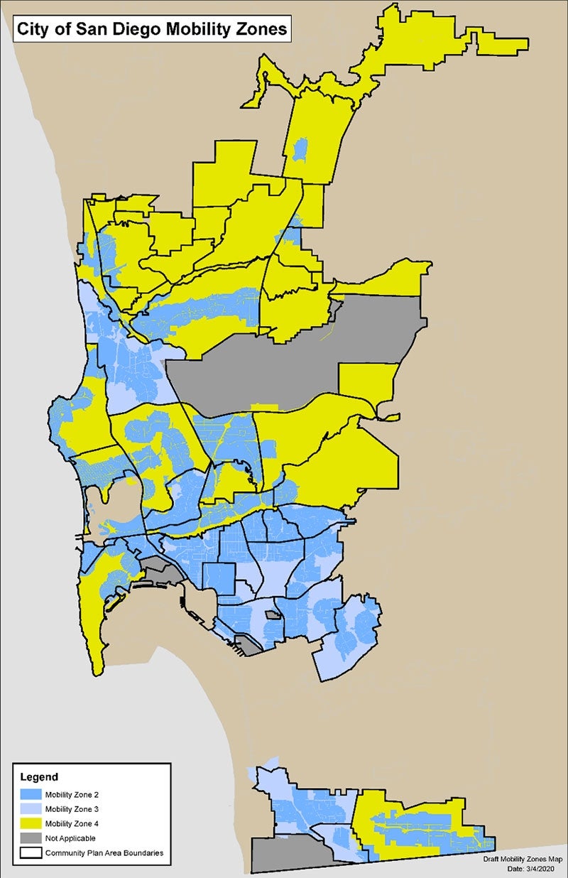 Map depicting Mobility Zones 2, 3, and 4