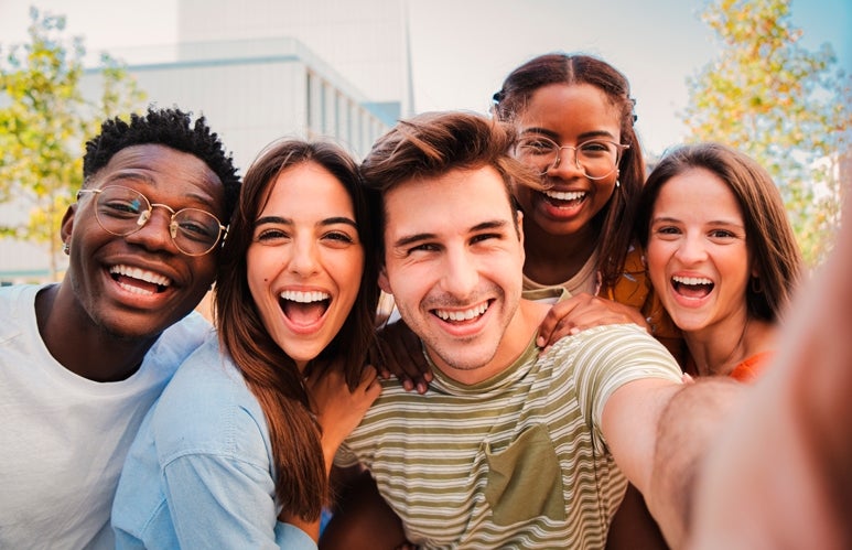 Multicultural friends taking a selfie