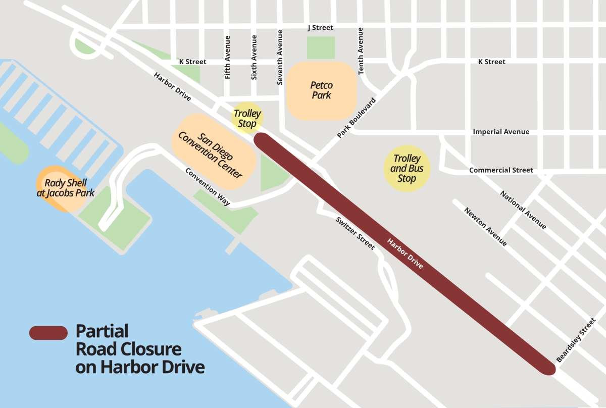 Partial closure of Harbor Drive