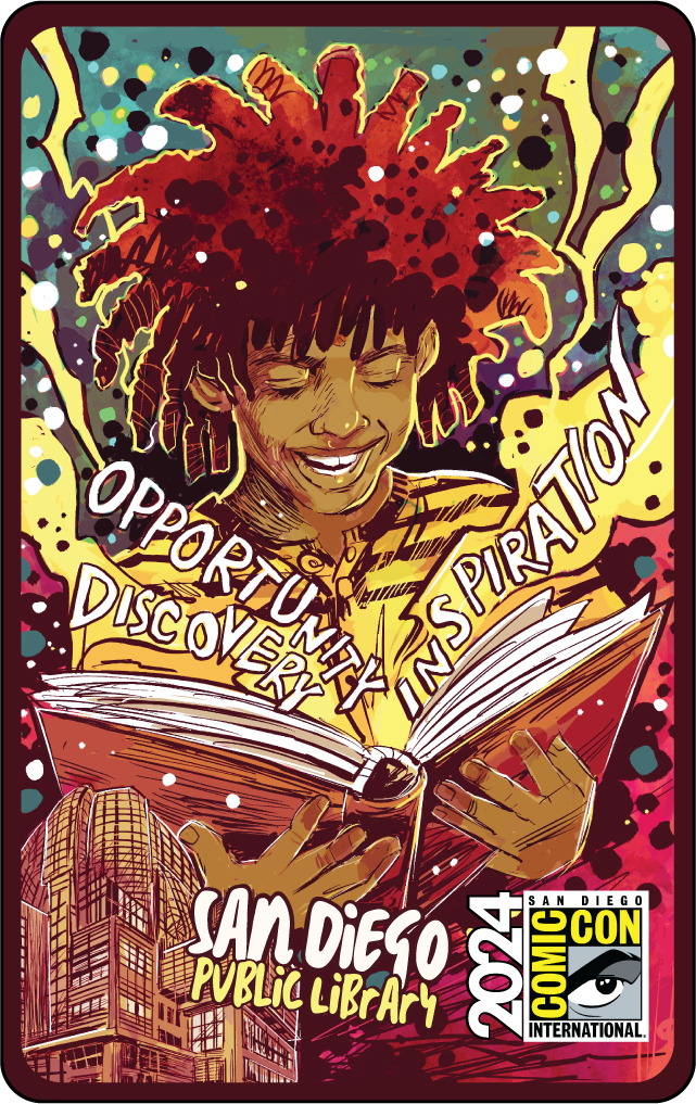 Comic-Con Special Edition Library Card 2024 design by John Jennings