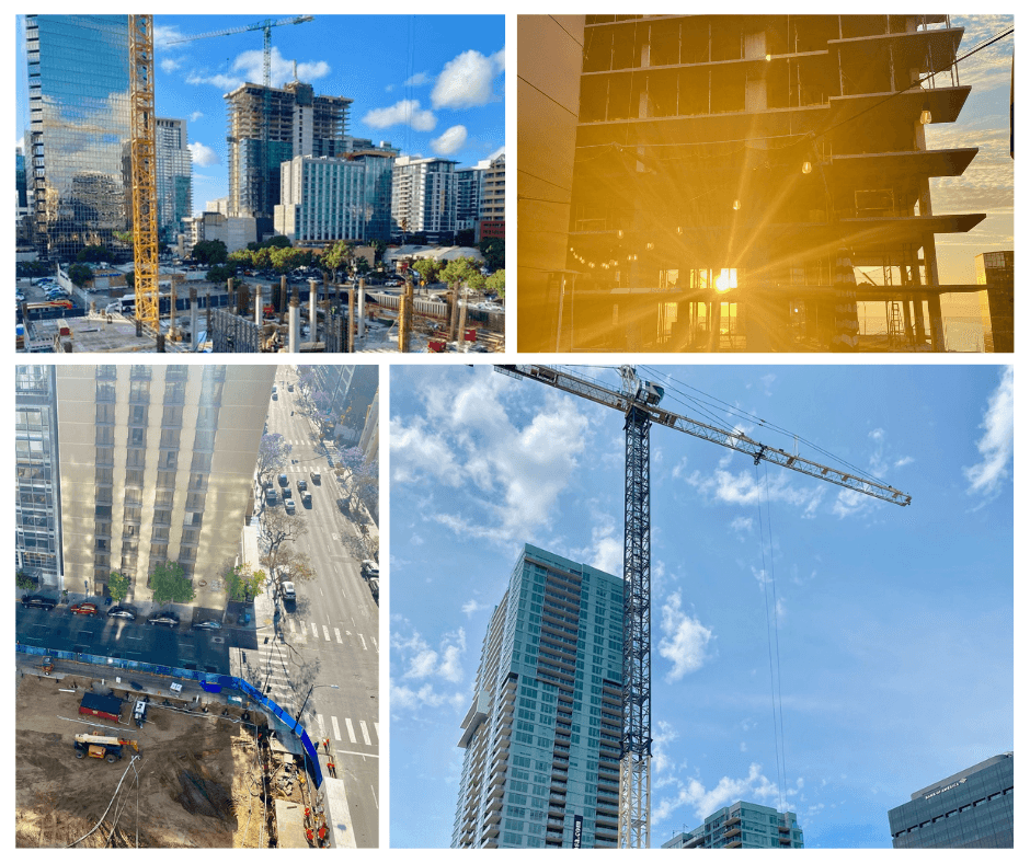 collage of downtown construction