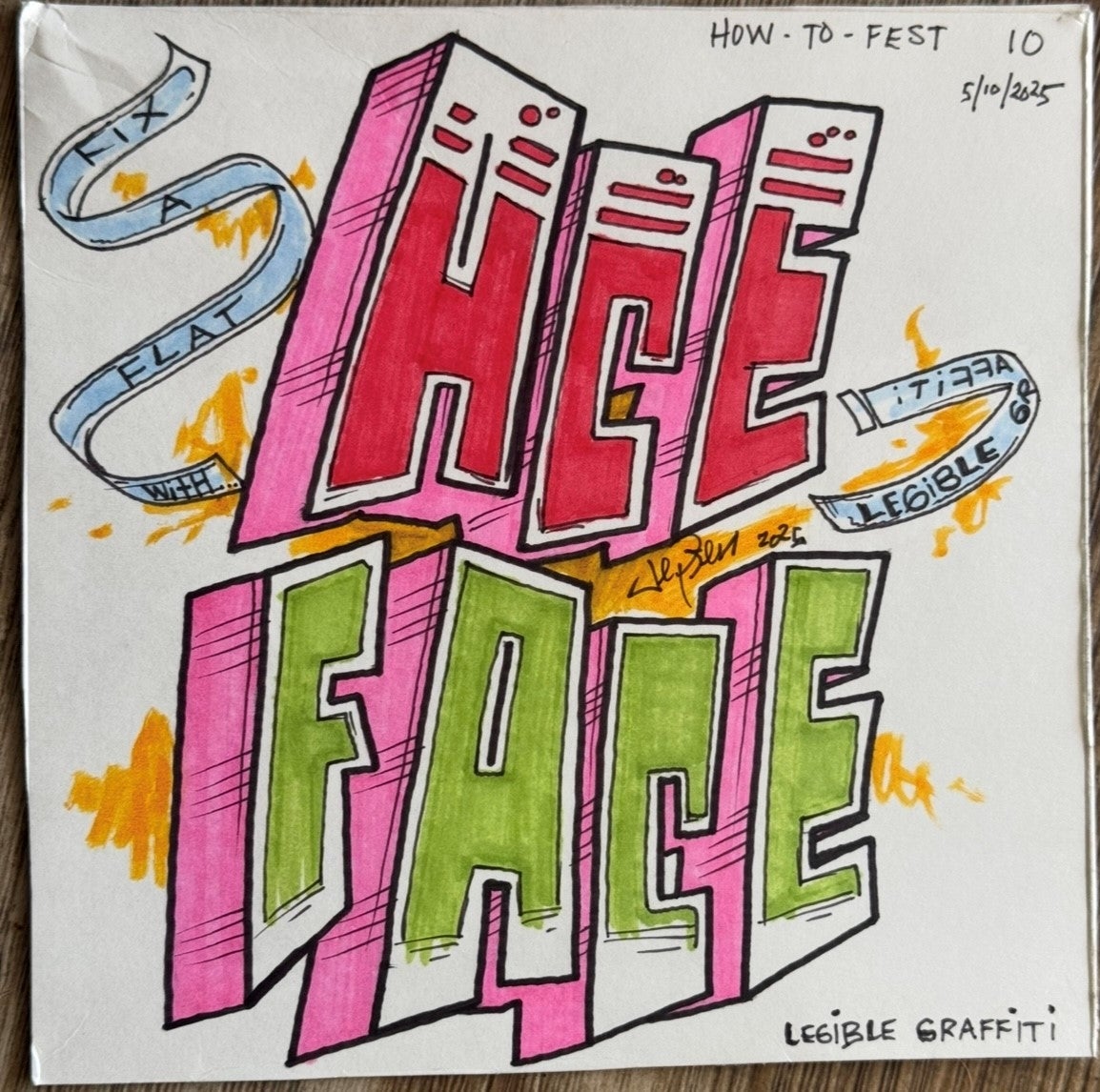 Three dimensional graffiti lettering