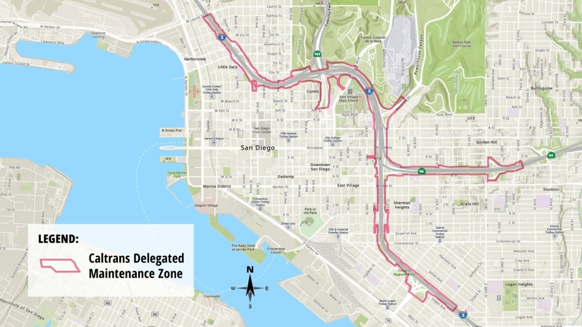 map of caltrans delegated maintenance zone