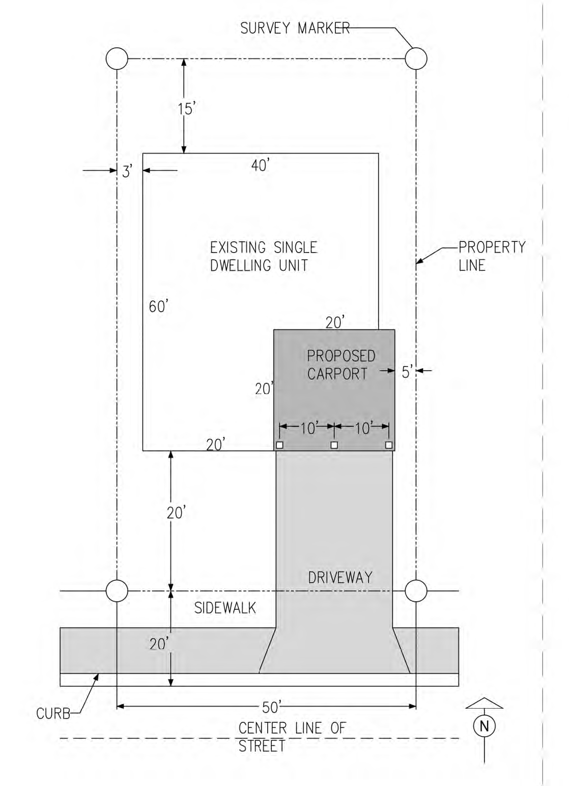 A small drawing of a proposed carport