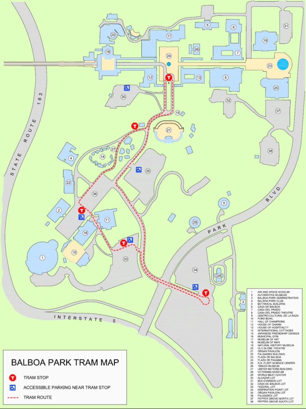 Balboa Park Tram Map