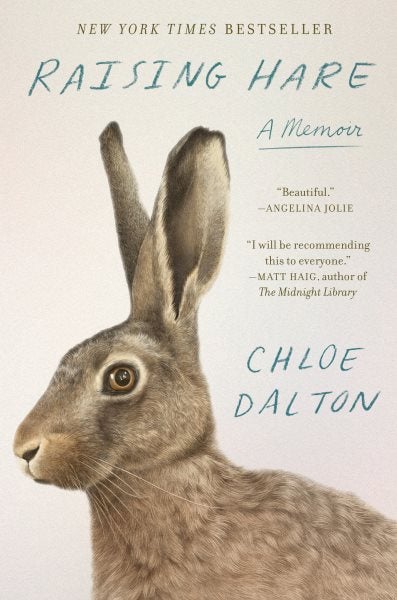 The cover features a painting of the side profile of a hare. The background is a cream color with the book title and author’s name in teal.