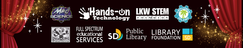 Magical background with spring into steam sponsor logos