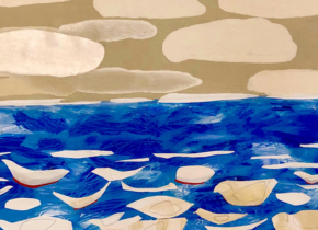 Abstract landscape by Christina Adamopoulos, acrylic and fabric