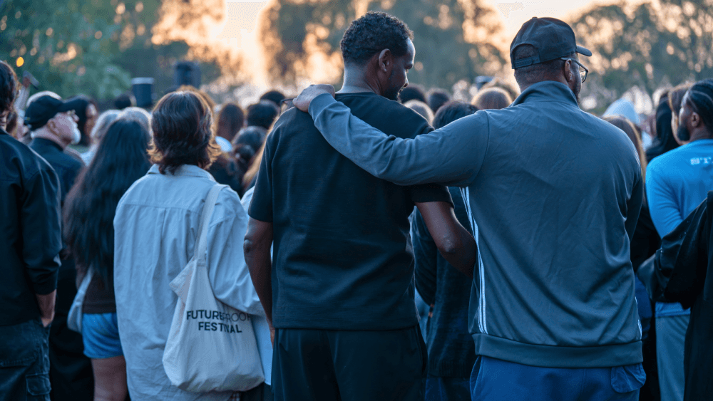 Mourners at the Islamic Center of San Diego
