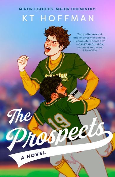 The cover features an illustration of one baseball player lifting another player, in the middle of a field. A blurred audience is in the background.  