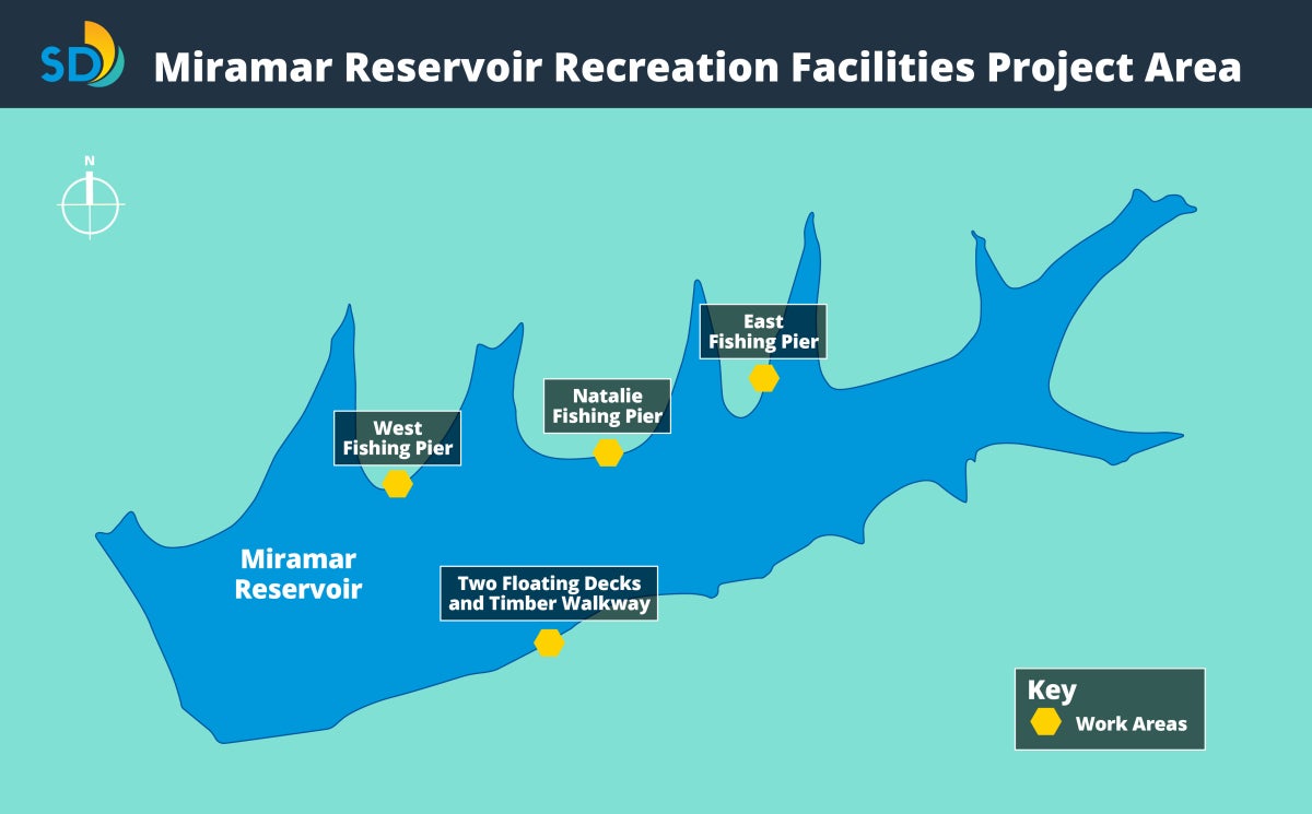 Work areas at Miramar Reservoir