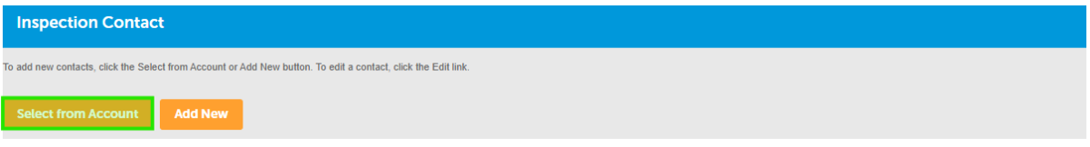 A screenshot of the button needed to be pressed to select a previouly used Inspection Contact. 