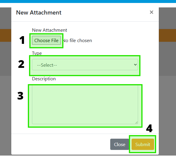 A screenshot showing all the steps needed to upload additional documents.