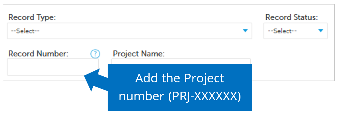 A screenshot showing the location of where to input the Project number. 