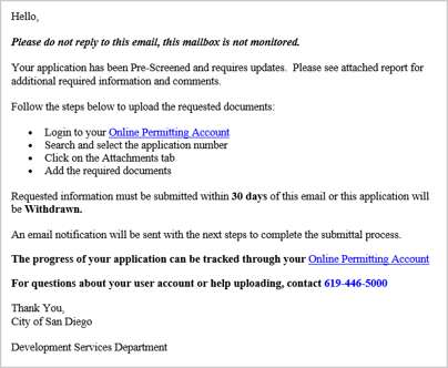 A screenshot of the system-generated email. 