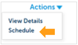 An image showing the location of the "Schedule" link. 