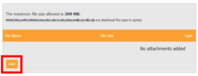 A screenshot showing where to click “Add” to upload the documents that reflect the proposed changed.