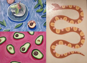 Collage of artwork by Becca Dwyer