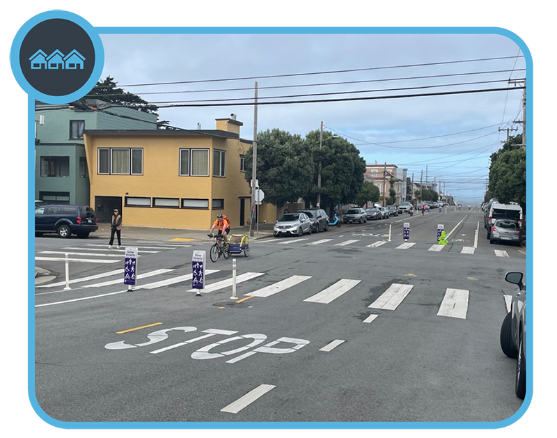 Residential street and crosswalk