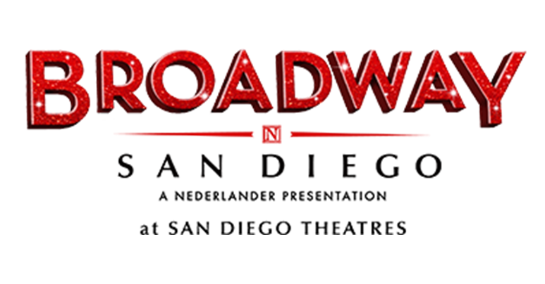 Red and white Broadway San Diego logo  