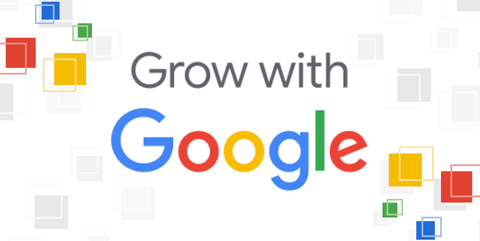 Grow with Google graphic incorporating Google logo and colors 
