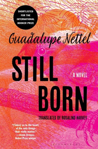 The cover features an illustration of a bird on a branch in bright pink with orange highlights. 