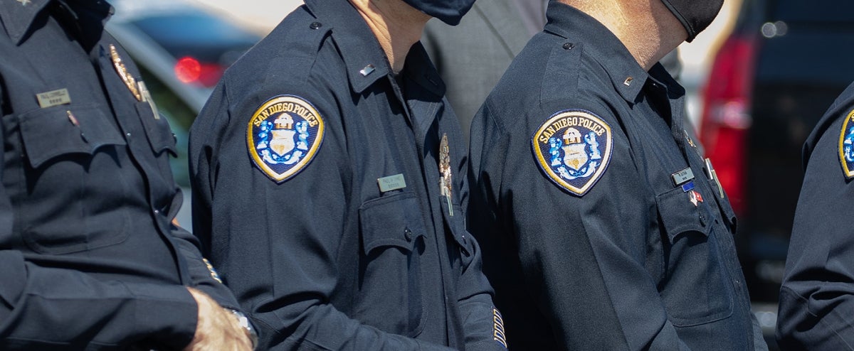 Police officers standing in a line