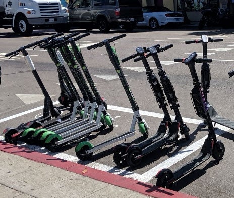 Parked Scooters Parked motorized scooters