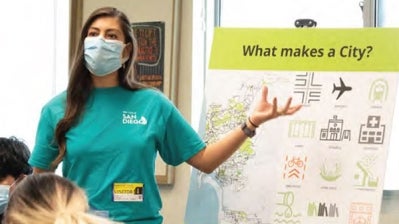 City employee leads a city planning session