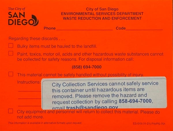 Do Not Collect orange tag