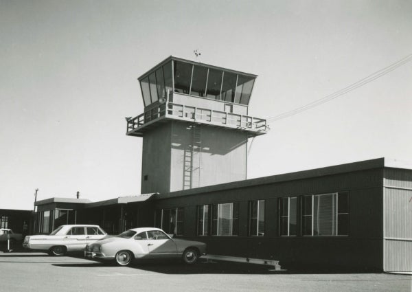 This is a photo of the Brown Field Airport Tower and Operations building in 1968.
