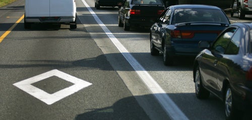 Carpool diamond lane on the freeway