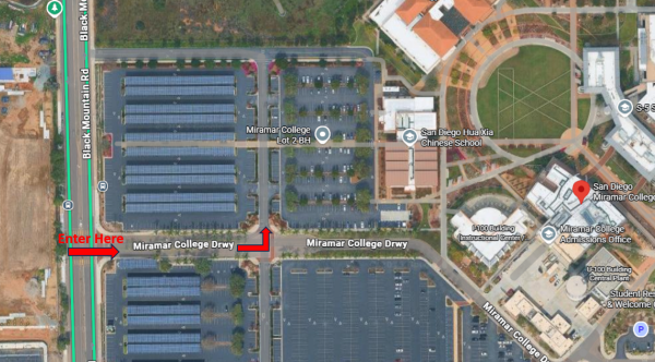Map of Miramar College HHW Oil recycling event