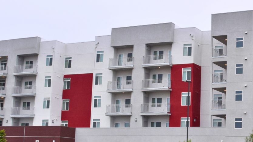 side view of an apartment building complex