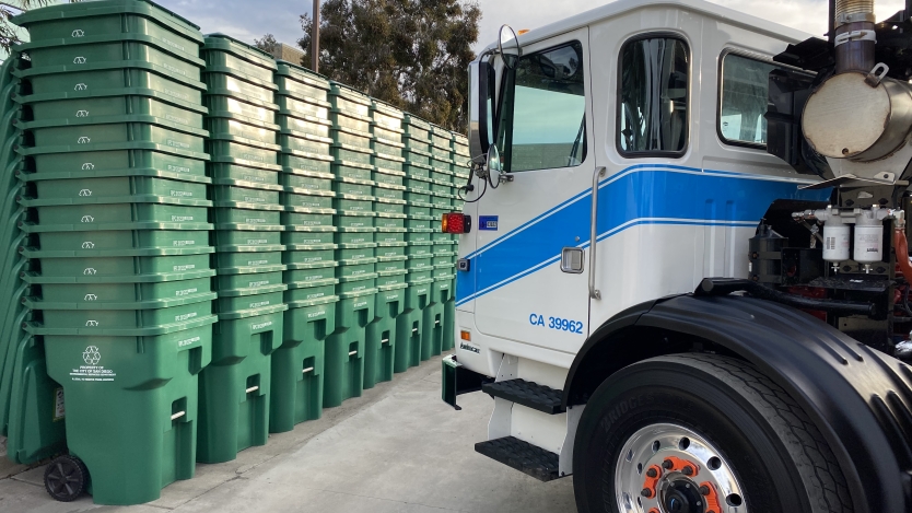 Green bins and CNG truck
