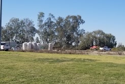 Field with construction 
