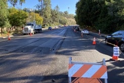 Slurry seal road repair Collwood Boulevard
